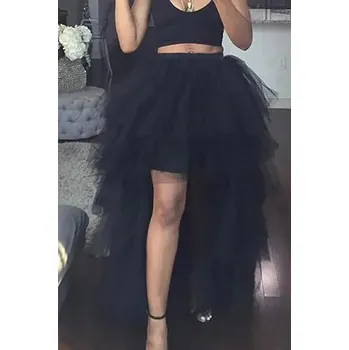 Dámská sukně Dlouhá vrstvená tylová sukně s pružným pasem pro společenské akce Barva: Černá