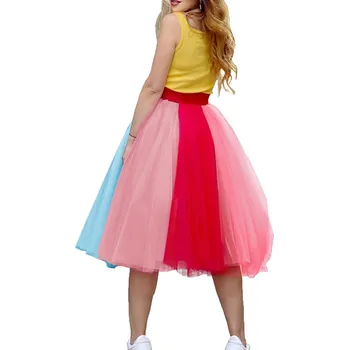 Dámská sukně Dlouhá tylová sukně v duhových barvách pro plesy a narozeninové oslavy Barva: Růžová