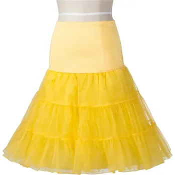 Dámská sukně Organza spodnička pro plesové a svatební šaty – retro styl Barva: Žlutá, Velikost: M