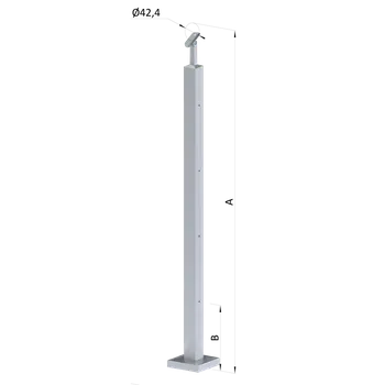 Zábradlí Nerezový sloup, vrchní kotvení, 4 řadový M6, vrch nastavitelný