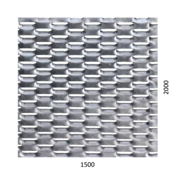 Plech Tahokov Zn, oko: 47x18mm, mostík: 8mm (1500x2000x1,5mm), orientace oka: rozměr oka 47mm je rovnoběžná s rozměrem tabule 1500mm