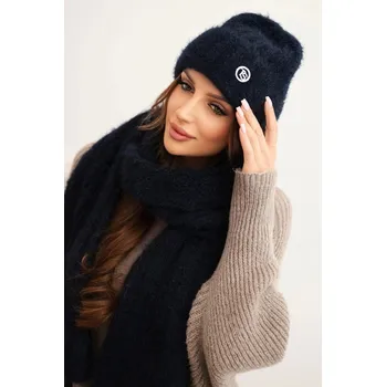 Čepice Dámská souprava čepice a dlouhý šál z měkké příze modrý UNI