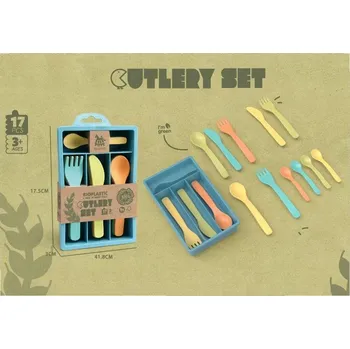 Příbor Sada příborů z bioplastu v krabičce 17 ks