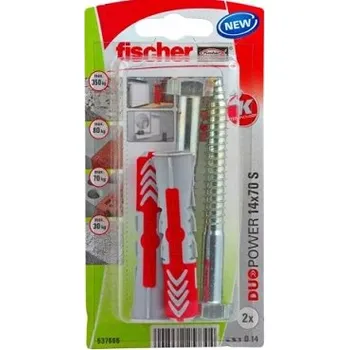 Hmoždinka FISCHER hmoždinky DUOPOWER 14x70 S, 2 ks v blistru