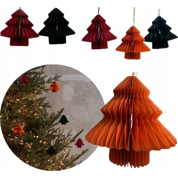 Vánoční dekorace 3D PAPÍROVÁ DEKORACE K ZAVĚŠENÍ VÁNOČNÍ STROMEČEK 5KS