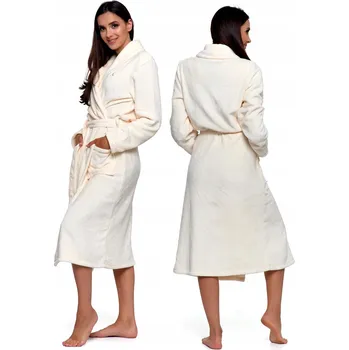 Dámský župan Moraj dámský župan do půlky lýtek bez kapuce ecru velikost S