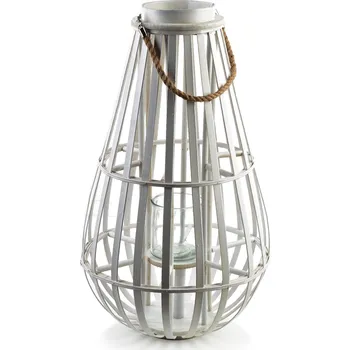 Lucerna Proutěná dekorativní lucerna MONDEX LUCIE WHITE 72 cm
