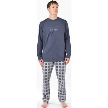 Pánské pyžamo Pánské pyžamo dlouhé 79205P šedé vel.XL - Gina