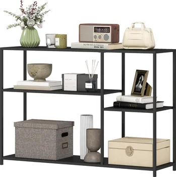 Konferenční stolek Konzolový stolek se 4 policemi, 110 x 30 x 75 cm | černý