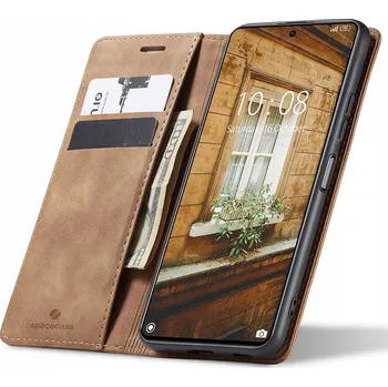 Pouzdro na mobilní telefon Pouzdro s klopou Spacecase pro Samsung Galaxy Note 10 Lite, hnědé