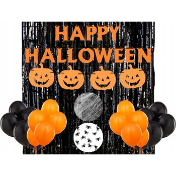 Party dekorace Sada Dýně Balónky Závěs Pavouci Girlanda Banner 34 ks Halloween