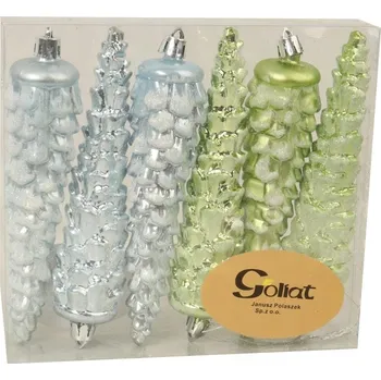 Vánoční ozdoba Sada 6 plastových ozdob na stromeček ve tvaru šišek