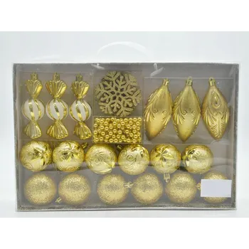 Vánoční dekorace Zlaté ozdoby na vánoční stromeček, 25 ks