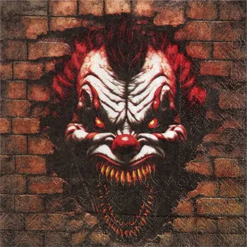 Papírový ubrousek Ubrousky Halloween Pennywise Klaun Zabiják 33x33cm Papírové 20ks Santex