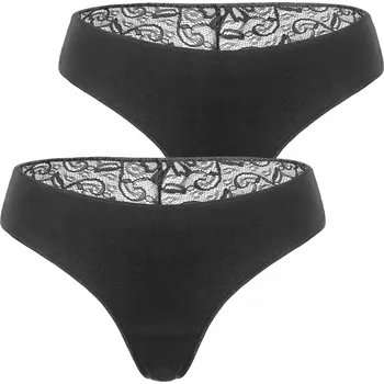 Kalhotky Dámské kalhotky střihu Brazilské Kalhotky bavlněné s krajkou černé Pierre Cardin XL