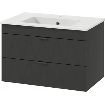 Koupelnový nábytek Skříňka s keramickým umyvadlem 76 x 46 x 50 cm |černá