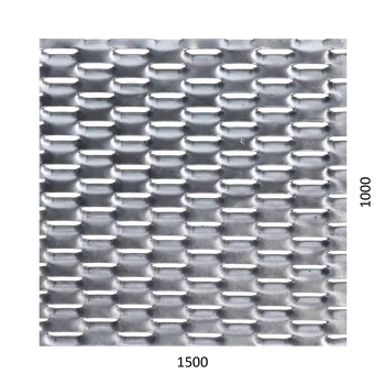 Plech Tahokov Fe, oko: 47x18mm, můstek: 8mm (1500x1000x1,5mm), orientace oka: rozměr oka 47mm je rovnoběžný s rozměrem desky 1500mm.