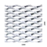 Tahokov Zn kosočtvorcové oko: 62 x 25 mm, můstek: 9 mm (1000x2000 x 1,5 mm)