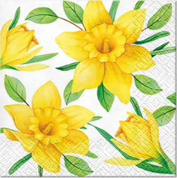 Papírový ubrousek Velikonoční ubrousky Narcisy 25 cm, 20 ks