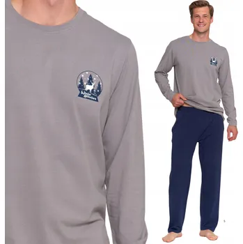 Pánské pyžamo PÁNSKÉ BAVLNĚNÉ PYŽAMO DVOUDÍLNÉ S DLOUHÝM RUKÁVEM MORAJ POHODLNÉ XL