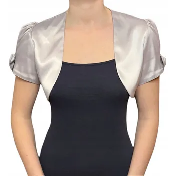 Podprsenka Saténové bolerko s mašlí a krátkým rukávem stříbrné - MADELEINE 40
