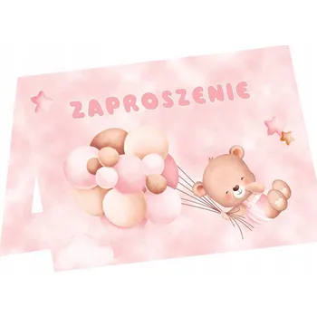 Balónek Pozvánky Congee Medvídci s balónky růžové 6 kusů