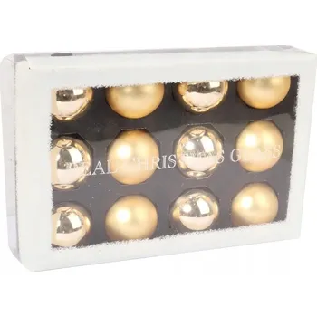 Vánoční dekorace Sada 12 skleněných baněk mix lesklé matné zlaté 6 cm K DEKORACI DEKORACE