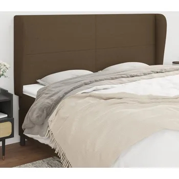 Čelo postele typu ušák tmavě hnědé 203x23x118/128 cm textil IM_3117701