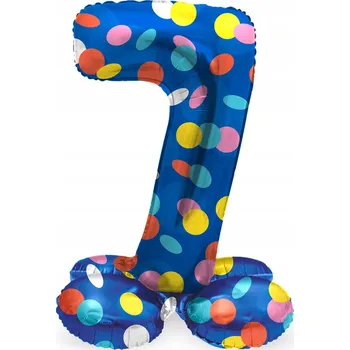 Balónek Fóliový balónek stojící číslice 7 sedm Puntíky 41 cm