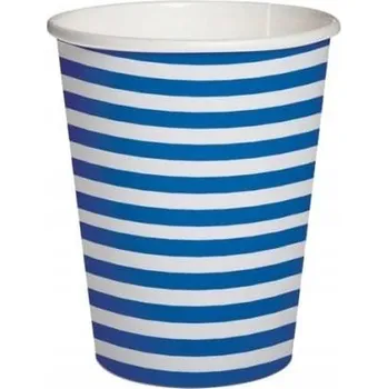 Party nádobí Modré pruhované papírové KELÍMKY 250ml 10 Ks