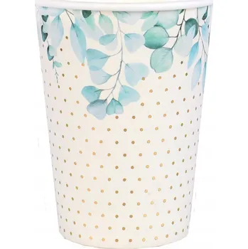 Party nádobí Papírové Kelímky s motivem eukalyptu 270ml 10 Ks