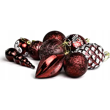 Vánoční dekorace Červené ozdoby na vánoční stromeček, 28 ks