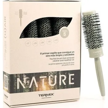 kartáč na vlasy Sada přírodních kulatých kartáčů na vlasy Nature Termix – 5 ks 5 ks, přírodní