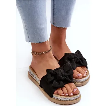 Dámské žabky Dámské pantofle na platformě s mašlí, černá Aflia Velikost: 37