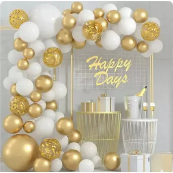 Balónek Sada balónků pro girlandu bílo-zlatá 79 ks