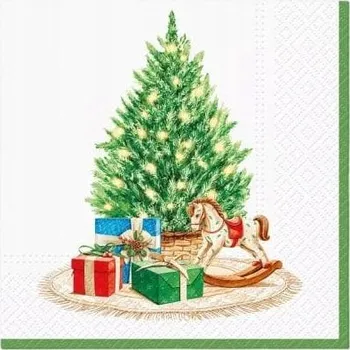 Vánoční dekorace UBROUSKY vánoční v přírodním stylu Stromeček 33x33cm 20ks