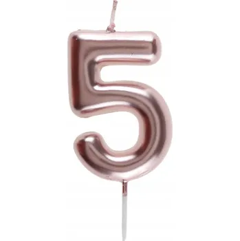 Dortová svíčka Svíčka číslice růžové zlato - 5 - pětka
