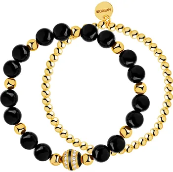 Náramek Pozlacený náramek z mosazi s acháty - AR542-9413