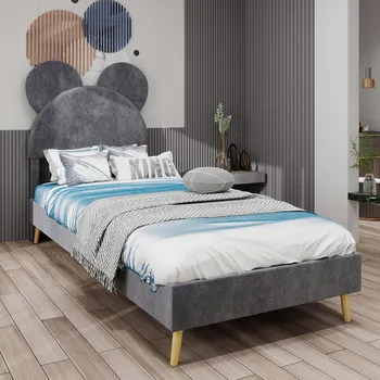 Postel Jednolůžková dřevěná postel Arhatreya 140x200 cm šedá