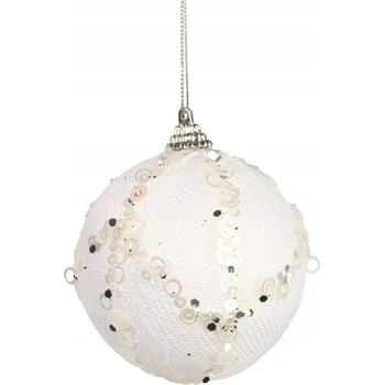 Vánoční dekorace VÁNOČNÍ VÁNOČNÍ KOULE bílá se stříbrnými třpytkami Goliat