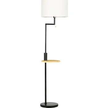 Stojací lampa HOMCOM Stojací lampa včetně police, stojací lampa, řetězový zvedák, E 27, 40 W, bambus, přírodní + černá barva