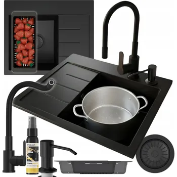 Granitový dřez Jednokomorový dřez Granitan Amber, černá žula