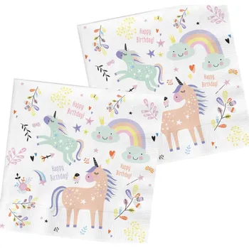 Papírový ubrousek UBROUSKY jednorožec NAROZENINY barevné x20