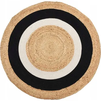 Koberec Kulatý koberec s bavlnou BOHO do obývacího pokoje ložnice PLETENÝ 90 cm eco