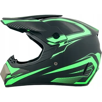 Helma na motorku ENDURO CROSS helma na čtyřkolku ATV PITBIKE kolo BMX koloběžku ČERNO-ZELENÁ XL