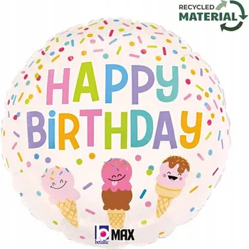 Balónek Fóliový balónek Grabo 18", Happy BDay Zmrzlinový kornout