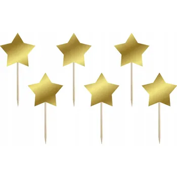 Party dekorace Zlaté hvězdičky na dort - zápichy na narozeniny 6 Ks