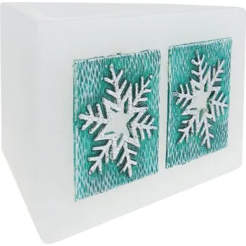 Svícen Lampion trojhran Vločky zelené