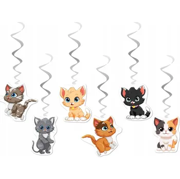 Party dekorace Narozeninová dekorace Kočka Kotě 6 ks Závěsné spirály