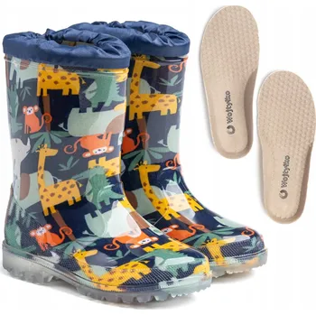 Dívčí obuv Dětské HOLÍNKY (holínky) WOJTYŁKO s barevnými zvířátky, velikost 28